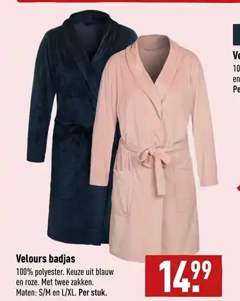 ALDI Velours badjas S/M en L/XL aanbieding