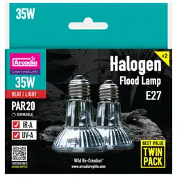 Pets Place Arcadia Halogen Basking Spot Twin Pack - Verlichting - 35 Watt aanbieding
