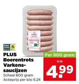 PLUS Plus boerentrots varkens-saucijzen aanbieding