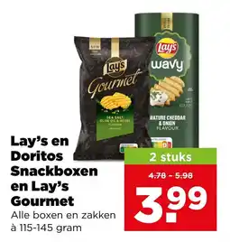 PLUS Lay's en Doritos Snackboxen en Lay's Gourmet aanbieding