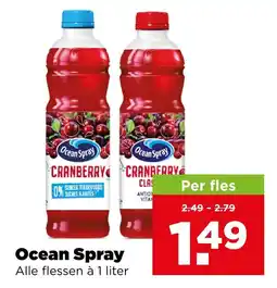 PLUS Ocean Spray Alle flessen à 1 liter aanbieding