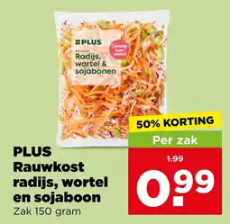 PLUS Plus rauwkost radijs, wortel en sojaboon aanbieding