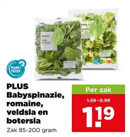 PLUS Plus babyspinazie, romaine, veldsla en botersla aanbieding