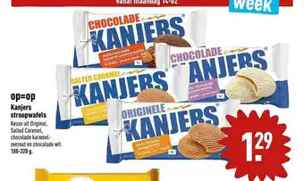 ALDI Kanjers Stroopwafels Original, Salted Caramel, Chocolade Karamel Zeezout En Chocolade Wit aanbieding