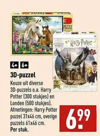 ALDI 3D-Puzzel : Harry Potter (300 Stukjes) En Londern (500 Stukjes) aanbieding