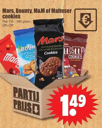 Dirk Mars, Bounty, M&M Of Maltesers Cookies aanbieding