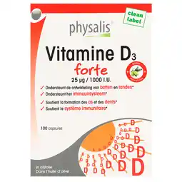 Holland & Barrett 2e product 50% korting | Physalis Vitamine D3 Forte, 25mcg (100 Capsules) aanbieding