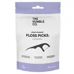 Holland & Barrett 2e product 50% korting | The Humble Co Floss Picks Charcoal - 50 stuks aanbieding