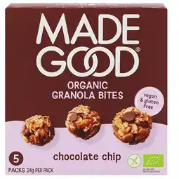 Holland & Barrett 2e product 50% korting | MadeGood Organic Granola Bites Chocolate Chip - 5 x 24g aanbieding