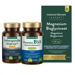 Holland & Barrett Holland & Barrett Balans Bundel - Magnesium, Ashwagandha & Vitamine B12 aanbieding