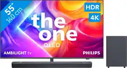 Coolblue Philips Ambilight 55 PUS9000 QLED 4K (2025) + JBL Bar 2.1 Deep Bass MK2 Zwart aanbieding