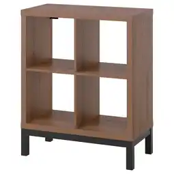 IKEA Kallax Stellingkast met onderframe, bruin walnootpatroon/zwart, 77x94 cm aanbieding
