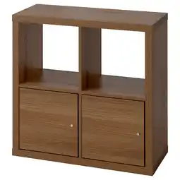IKEA Kallax Open kast, met 2 deuren/bruin walnootpatroon, 77x77 cm aanbieding