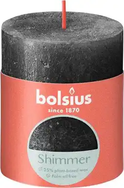 Intratuin Bolsius stompkaars Rustiek Shimmer antraciet 35 uur D 6,8 H 8 cm aanbieding