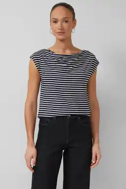 Wehkamp s.Oliver BLACK LABEL gestreepte top marineblauw aanbieding
