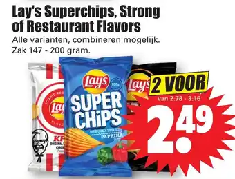 Dirk Lay's superchips, strong of restaurant flavors 147-200g aanbieding