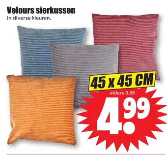 Dirk Velours sierkussen 45 x 45cm aanbieding