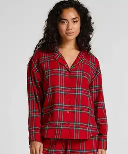 Hunkemoller Hunkemöller Pyjamatop Flannel Rood aanbieding