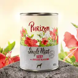 Zooplus Purizon Enkel Blik 400 g - NIEUW Enkelvoudig vlees: Rundvlees met hibiscusbloemen aanbieding