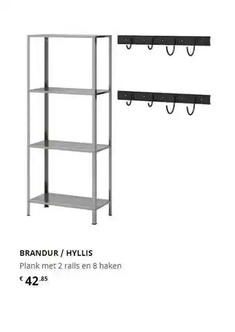 IKEA Brandur - Hyllis Plank Met 2 Rails En 8 Haken aanbieding