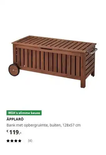 IKEA Äpplarö Bank Met Opbergruimte Buiten 128x57 Cm aanbieding