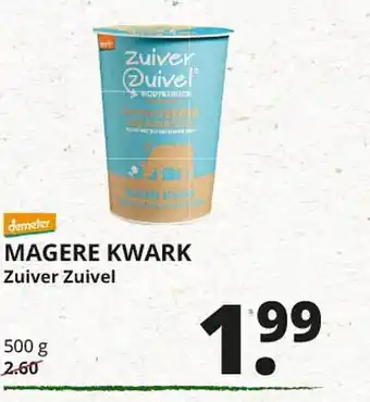 Natuurwinkel Magere Kwark Zuiver Zuivel 500 gram aanbieding