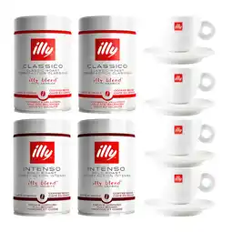 Koffievoordeel.nl illy Cadeaupakket - 1 KG Koffiebonen + illy servies aanbieding
