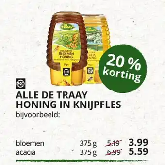 Natuurwinkel Alle de traay honing in knijpfles 375g aanbieding