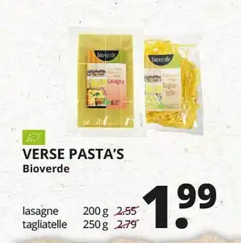 Natuurwinkel Verse Pasta's Bioverde 200g aanbieding