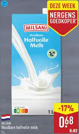 ALDI Milsani Houdbare halfvolle melk aanbieding