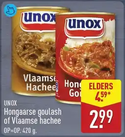 ALDI UNOX Hongaarse goulash of Vlaamse hachee aanbieding