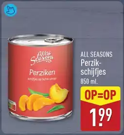 ALDI All Seasons Perzik-schijfjes aanbieding