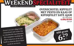 Coop ovenschotel kipfilet met pesto en kaas of kipdijfilet saté ajam aanbieding