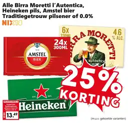 Coop Alle Birra Moretti l'Autentica, Heineken pils, Amstel bier Traditiegetrouw pilsener of 0.0% aanbieding