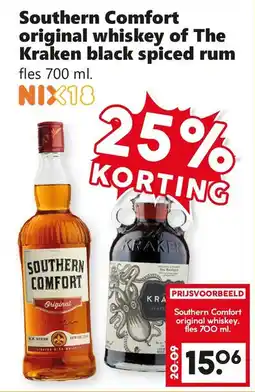 Coop Southern Comfort original whiskey of The Kraken black spiced rum aanbieding