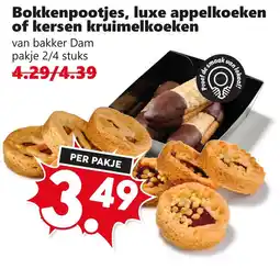 Coop bakker Dam bokkenpootjes luxe appelkoeken of kersen kruimelkoeken aanbieding