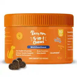 Zooplus 30% korting! 3 x 50 g Zesty Paws hondensnacks - 5-in-1 Chews Kalkoen 50 Kauwtabletten aanbieding