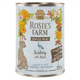 Zooplus 6x 395g Rosie's Farm Single Meat Senior Kalkoen & Rijst natvoer voor honden aanbieding