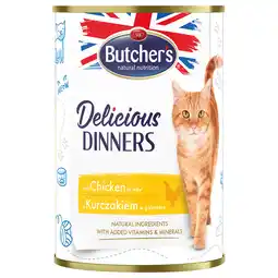 Zooplus 24x 400g Butcher's Delicious Dinners kattenvoer met kip natvoer aanbieding
