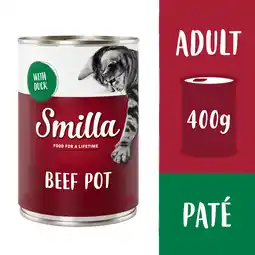 Zooplus 6x400g Rundvleesstukjes met Eend Smilla Kattenvoer aanbieding