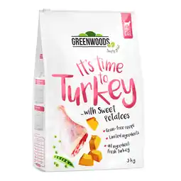 Zooplus 3kg Kalkoen met Zoete Aardappelen, Erwten en Pompoen Greenwoods Kattenvoer aanbieding