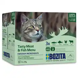 Zooplus Bozita Stukjes in Gelei Pouch 12 x 85 g Kattenvoer - Mixpaket Fisch & Fleisch Menü (4 Sorten) aanbieding