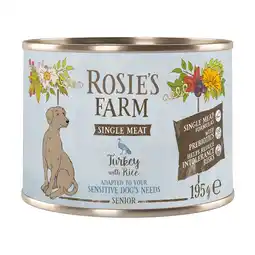 Zooplus 6x 195g Rosie's Farm Single Meat Senior Kalkoen & Rijst natvoer voor honden aanbieding