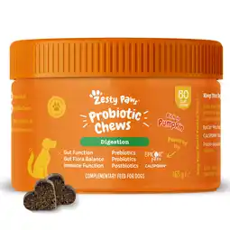 Zooplus 10% korting! Zesty Paws hondensnack - Probiotische chews Pompoen 50 Kauwtabletten aanbieding