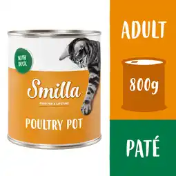 Zooplus 6x800g Gevogeltepannetje Gevogelte met Eend Smilla Kattenvoer aanbieding