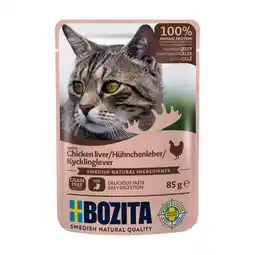 Zooplus 12x85g Stukjes in Gelei Pouch Kippenlever Bozita Kattenvoer aanbieding