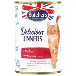 Zooplus 48x 400g Butcher's Delicious Dinners Cat met Rund natvoer aanbieding