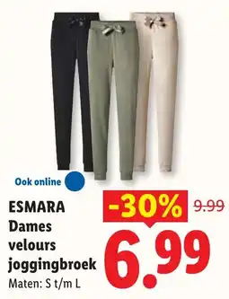 Lidl Esmara dames velours joggingbroek aanbieding