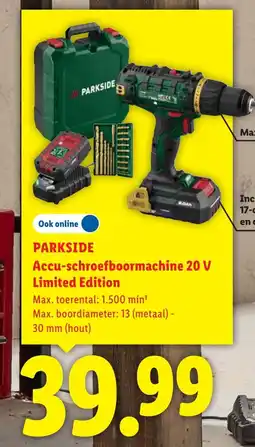 Lidl Parkside Accu-schroefboormachine 20 V aanbieding