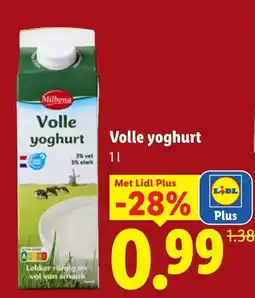Lidl Milbona Volle yoghurt aanbieding